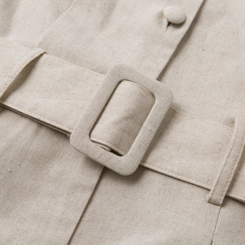Andrea's™ | Schicker Leinen-Romper mit Gürtel und Knopfleiste