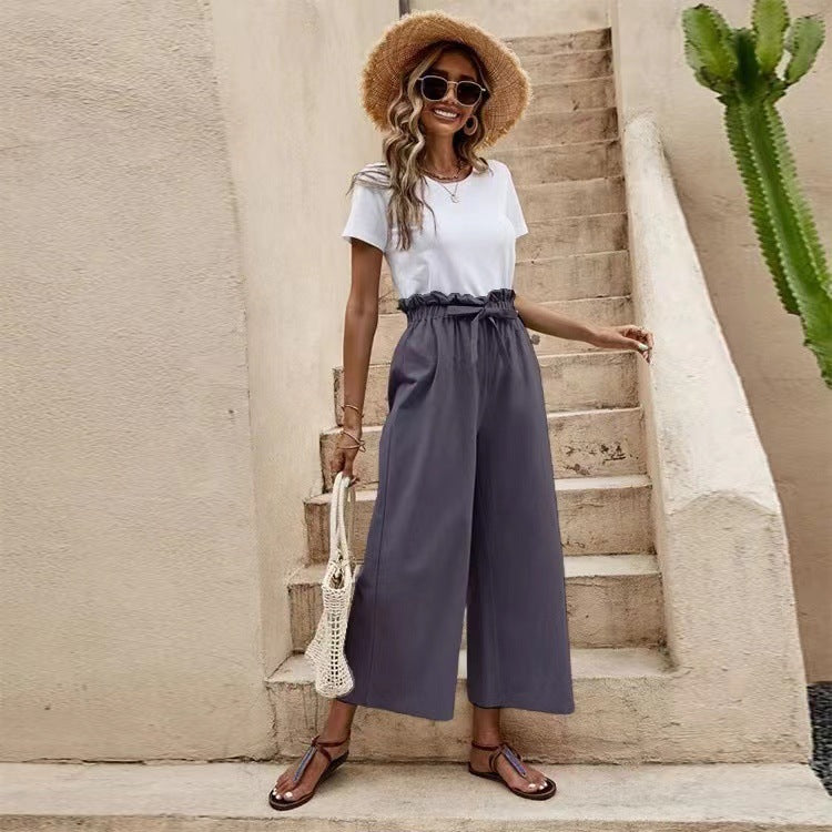 Pinterest-inspirierte Leinenhose von Andrea Serena mit weitem Bein