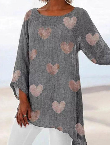 Andrea's™ | Damen Retro-Top mit Kunstdruck und langen Ärmeln