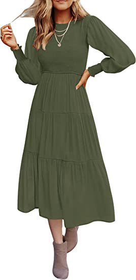 Andrea's™ | Maxikleid mit langen Ärmeln, Falten und Lagen