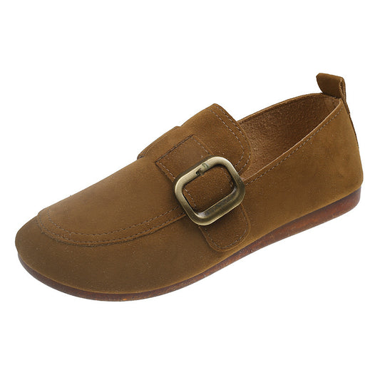 Andrea's™ | Veloursleder-Loafer mit Schnalle und flacher Sohle