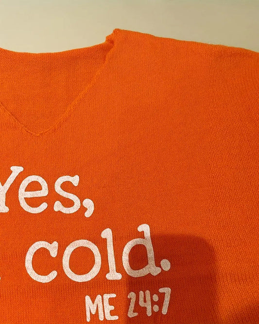 Andrea's™ | Pullover V-Ausschnitt Schriftprint Locker Casual