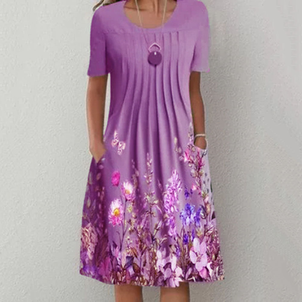 Andrea's™ | Geblümtes Faltenkleid in A-Linie