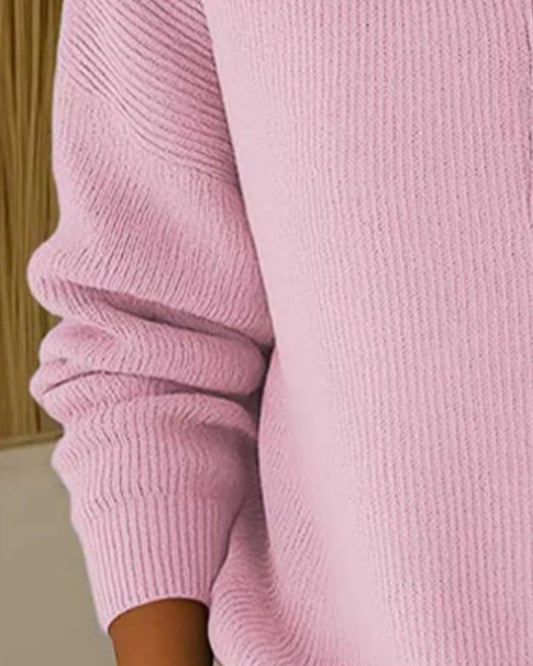 Andrea's™ | Pullover Halb Knopf Revers Uni