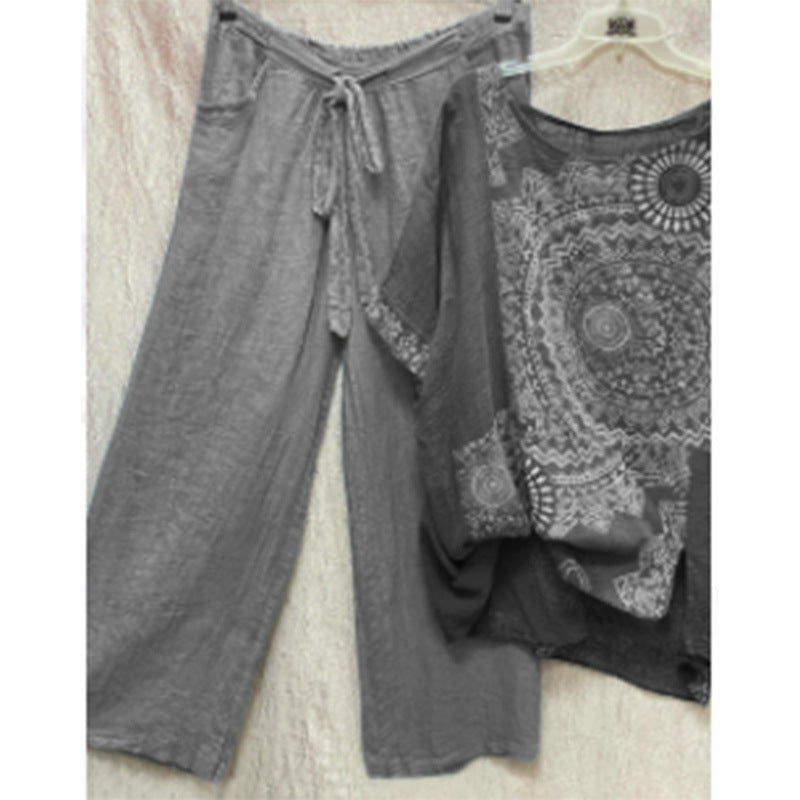 Andrea's™ | Zweiteiliges Set mit Top und gerade geschnittenen Hosen