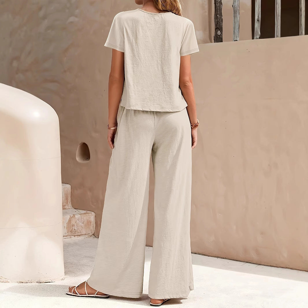 Andrea's™ | Einfarbiges Oberteil und weite Hose