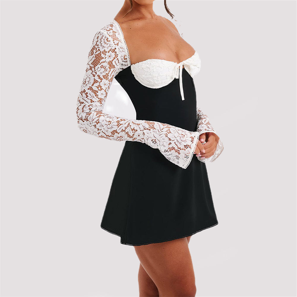 Andrea's™ | Spitzen-Minikleid mit langen Ärmeln
