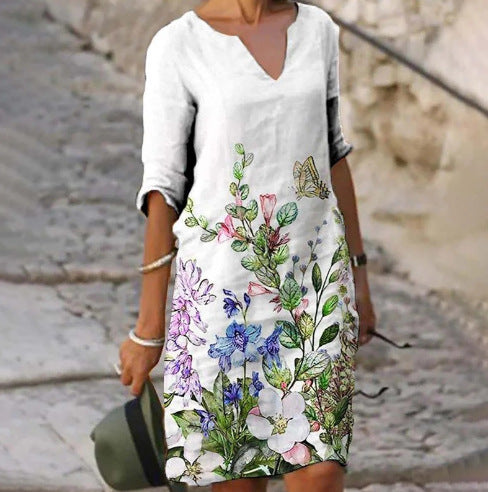 Andrea's™ | Geblümtes Kleid mit V-Ausschnitt