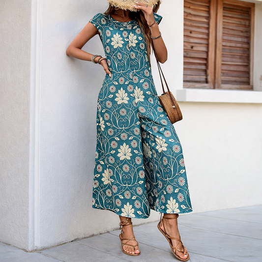 Geblümter Jumpsuit mit weitem Bein von Andrea Serena