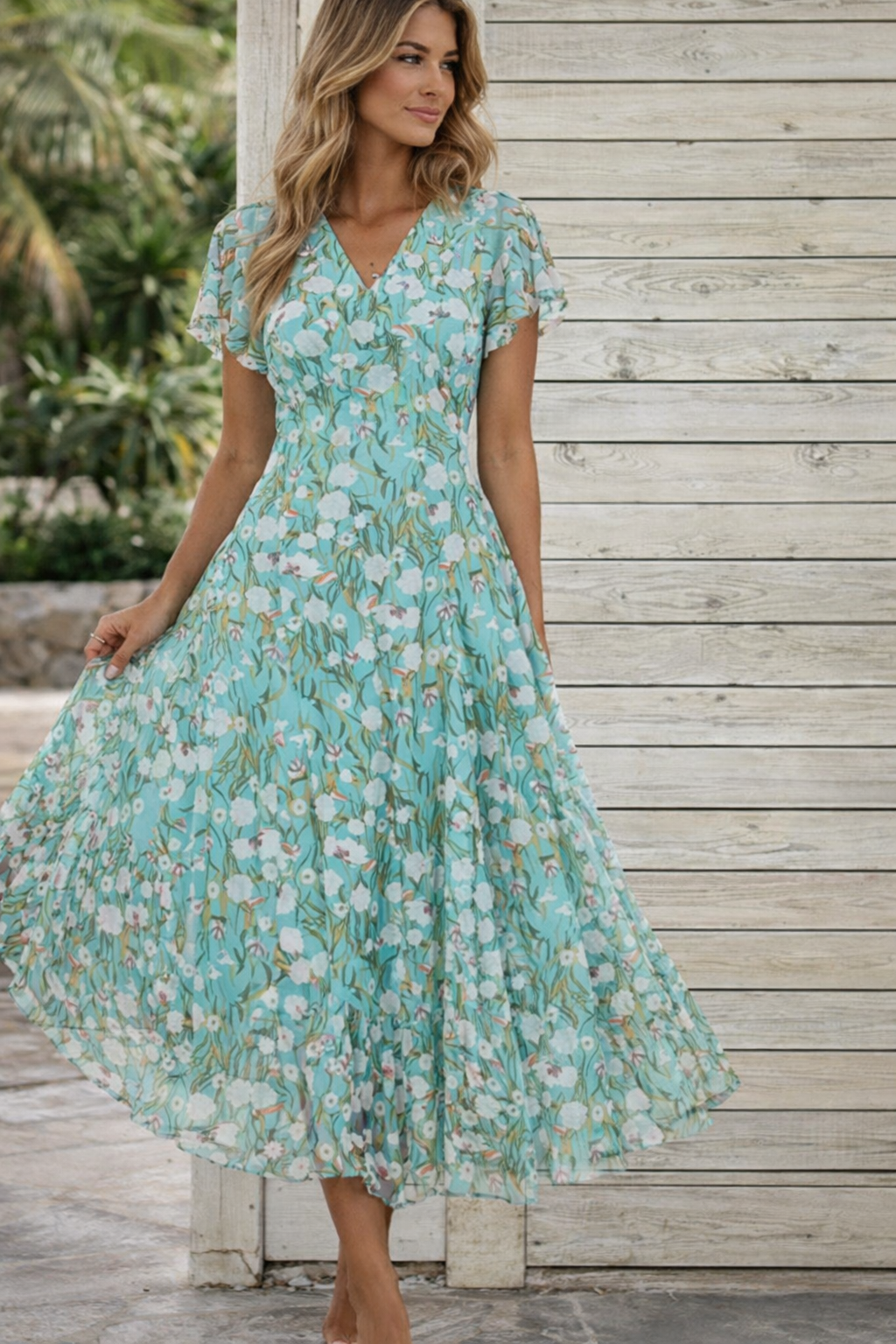 Blumenkleid mit schwingenden Taschen von Andrea Serena