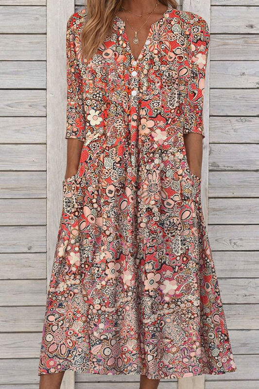 Andrea's™ | Lebhaftes Sommer-Midikleid mit Seitentaschen