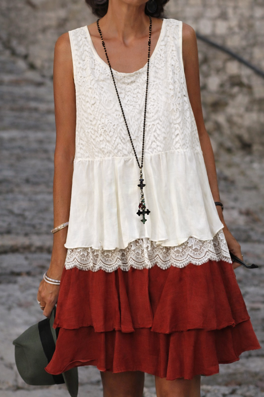 Andrea's™ | Ärmelloses Minikleid mit Lagen aus Spitze