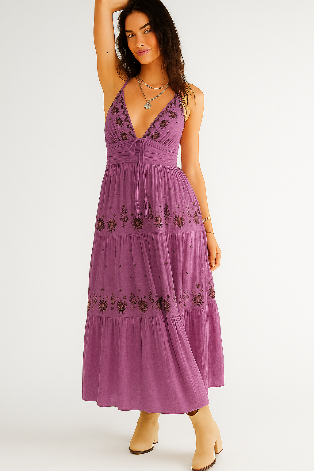 Andrea's™ | Bohème besticktes Maxikleid