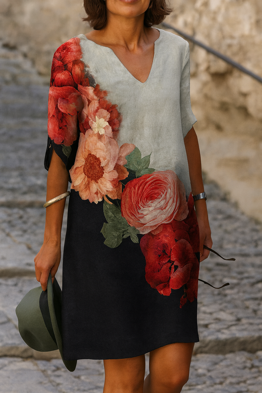 Andrea's™ | Geblümtes Kleid mit V-Ausschnitt