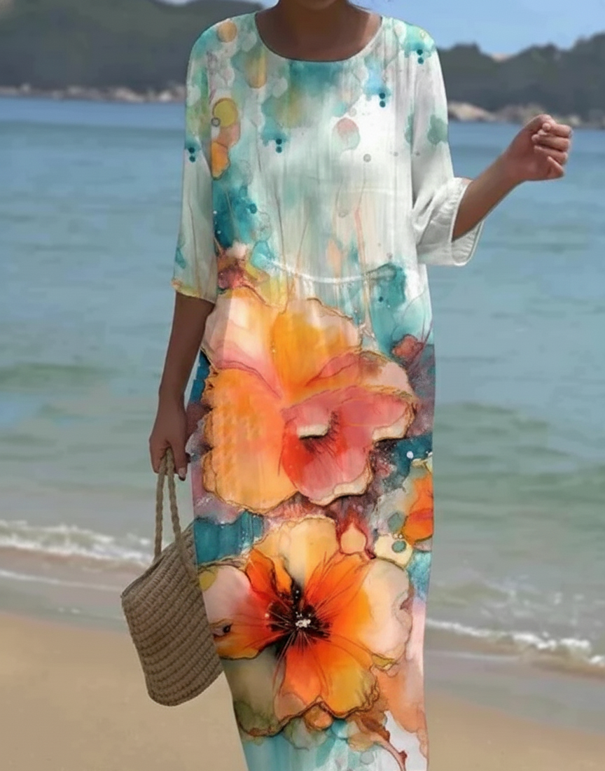 Andrea's™ | Geblümtes Kleid mit Rundhalsausschnitt