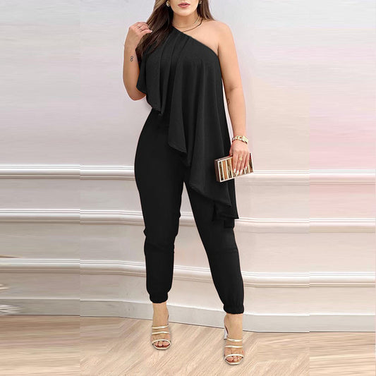 Andrea's™ | One-Shoulder-Jumpsuit mit Rüschen