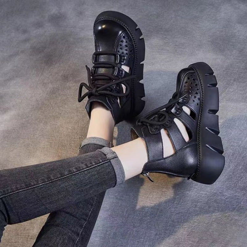 Andrea's™ | Chunky-Schnürstiefel mit Cut-Outs