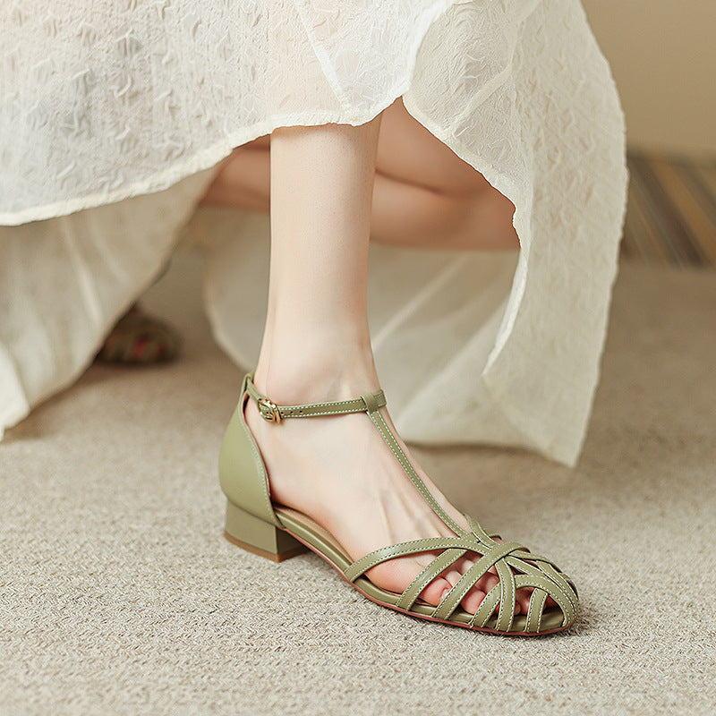 Andrea's™ | Damen Sandalen mit geschlossener Spitze und flachem Absatz