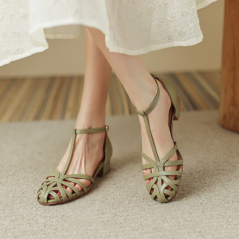 Andrea's™ | Damen Sandalen mit geschlossener Spitze und flachem Absatz
