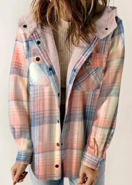 Andrea's™ | Karierte Kapuzen-Wollmantel