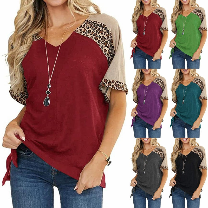 Leopard Splice Andrea Serena Casual Kurzarmtop