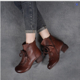 Andrea's™ | Vintage-Stiefeletten mit Zierschnürung und Lochmuster