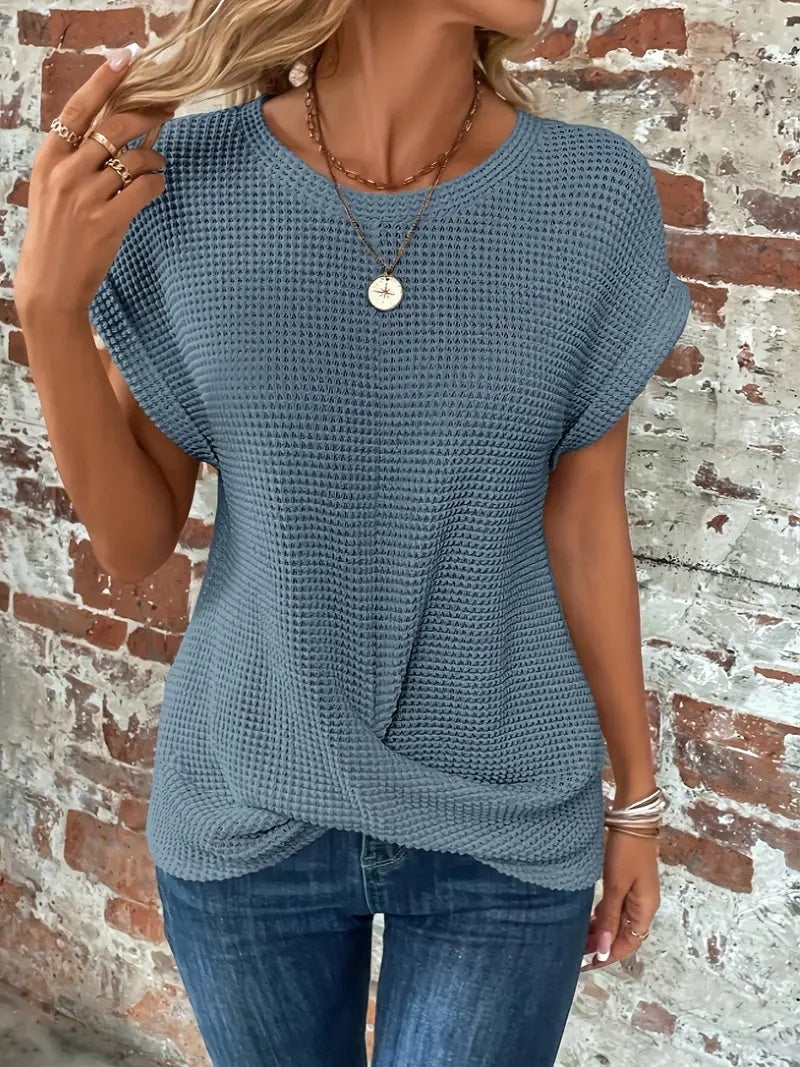 Andrea's™ | Stylisches T-Shirt mit Waffelstruktur und kurzen Ärmeln