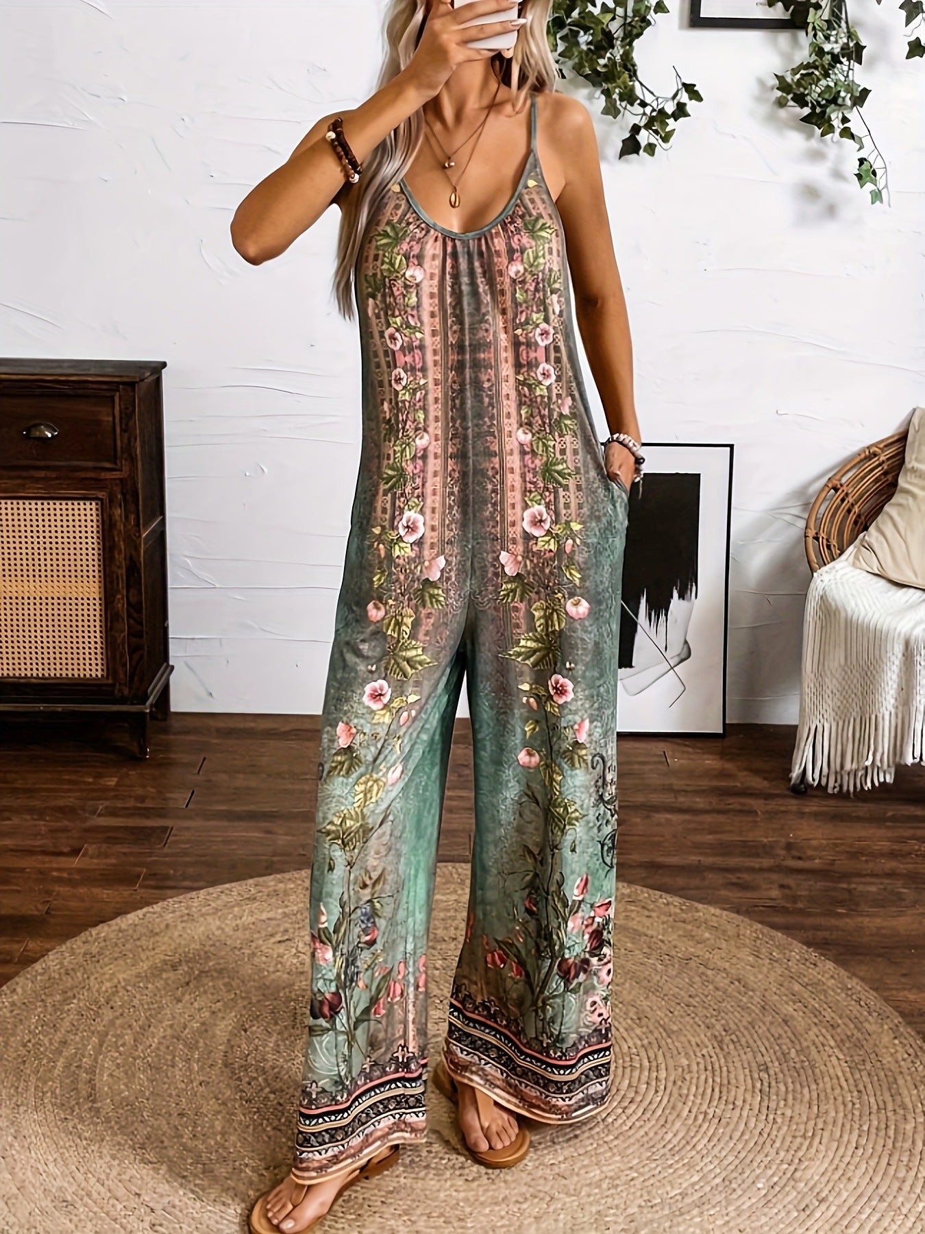 Boho-Jumpsuit mit Blumenmuster von Andrea Serena