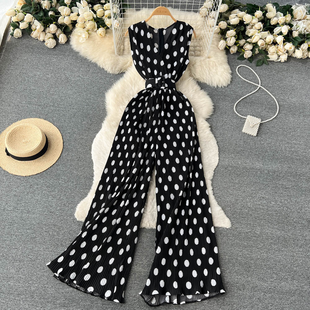 Schicker Chiffon-Jumpsuit mit Polka-Dots von Andrea Serena