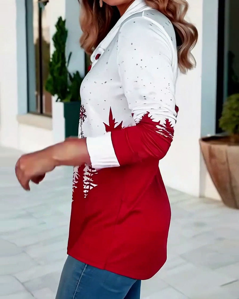 Andrea's™ | Lässiges Langarm-T-Shirt mit Weihnachtsmann-Print