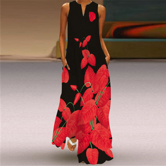 Ärmelloses Maxikleid mit lebhaftem Print von Andrea Serena