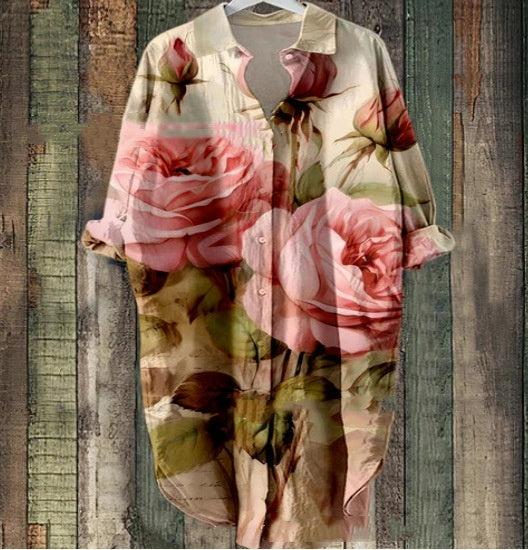 Andrea's™ | Geblümtes Kleid mit langen Ärmeln und Cardigan-Stil