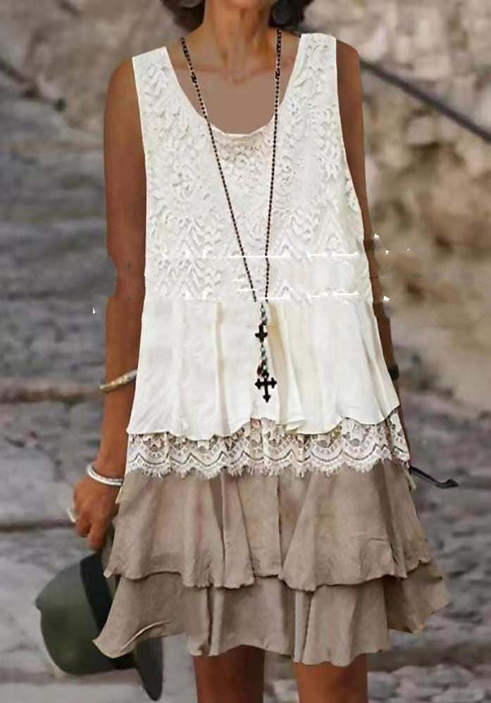 Andrea's™ | Ärmelloses Minikleid mit Lagen aus Spitze