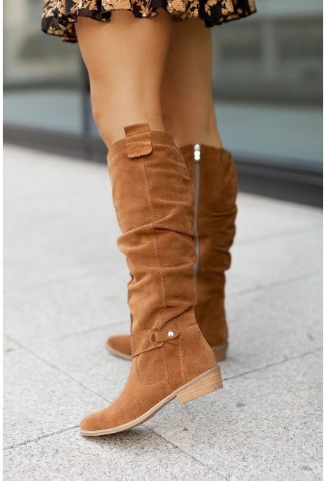 Andrea's™ | Elegante Veloursleder-Stiefel mit seitlichem Zipper – perfekt für Herbst & Winter