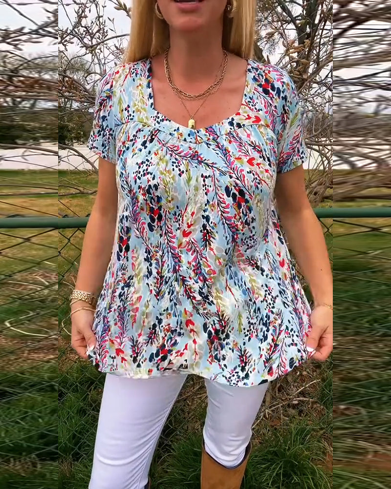 Andrea's™ | T-Shirt U-Ausschnitt Kurzarm Bedruckt