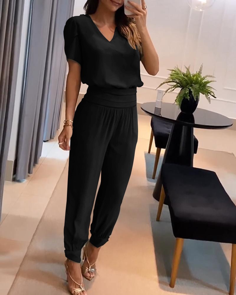 Andrea's™ | Lässiges Set aus Kurzarm-Top und Hose