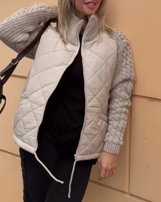 Andrea's™ | Einfarbiger mantel mit reißverschluss und hohem kragen