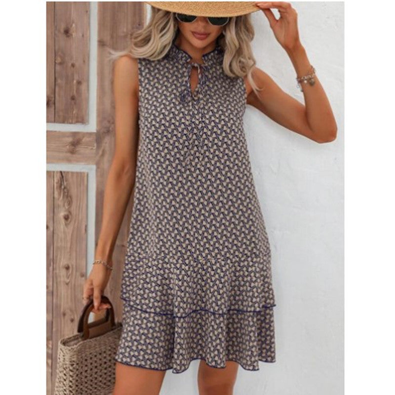 Andrea's™ | Kleid mit lebendigen Drucken und Schnürkragen