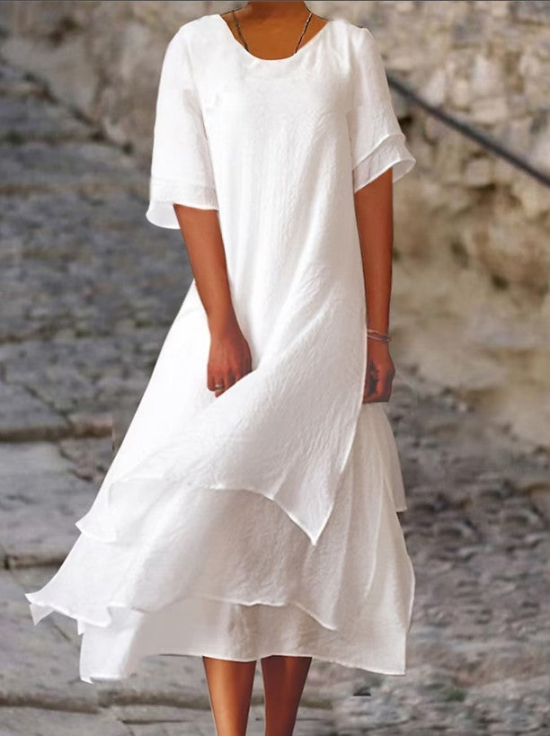 Andrea's™ | Midikleid mit Lagen und kurzen Ärmeln