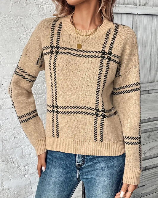 Andrea's™ | Pullover Langarmig Karo Pullover