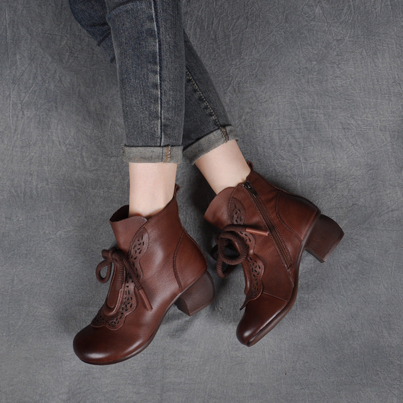 Andrea's™ | Vintage-Stiefeletten mit Zierschnürung und Lochmuster