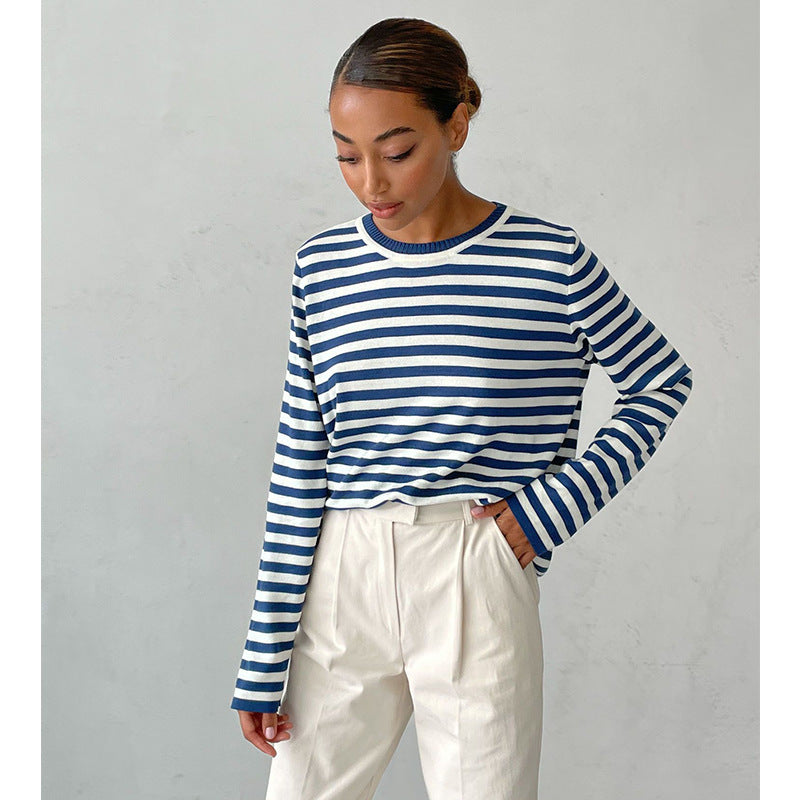 Andrea's™ | Gestreiftes Strickshirt mit Rundhalsausschnitt