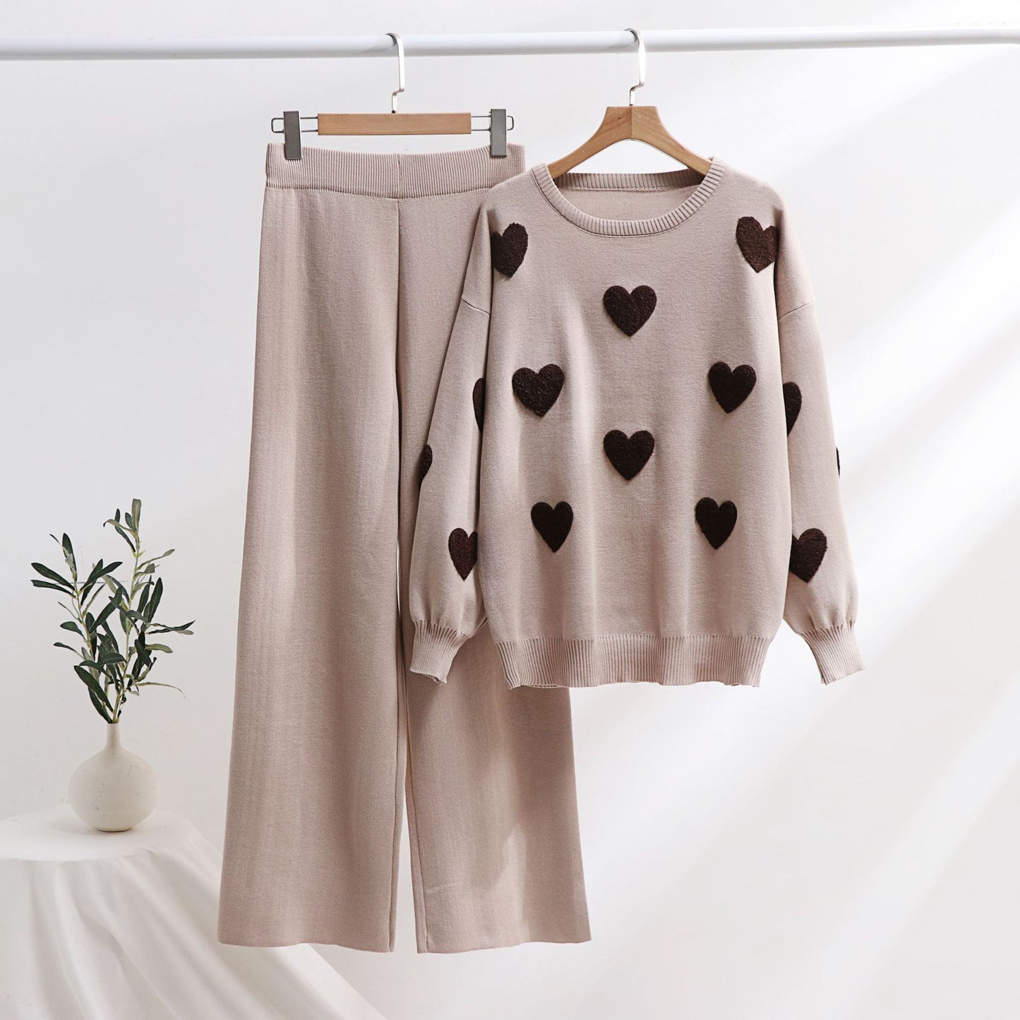 Andrea's™ | Strick-Outfit-Set mit Herzmuster