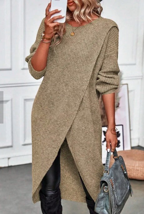Andrea's™ | Gestricktes Kleid mit Lagen und langen Ärmeln