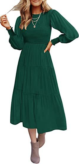 Andrea's™ | Maxikleid mit langen Ärmeln, Falten und Lagen