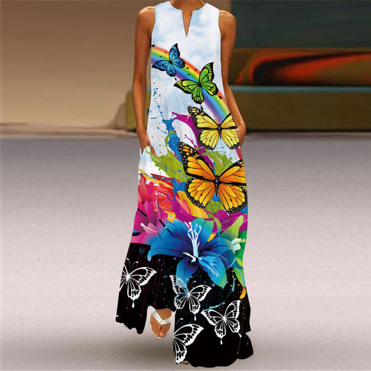 Langes Kleid mit lebhaftem Print von Andrea Serena