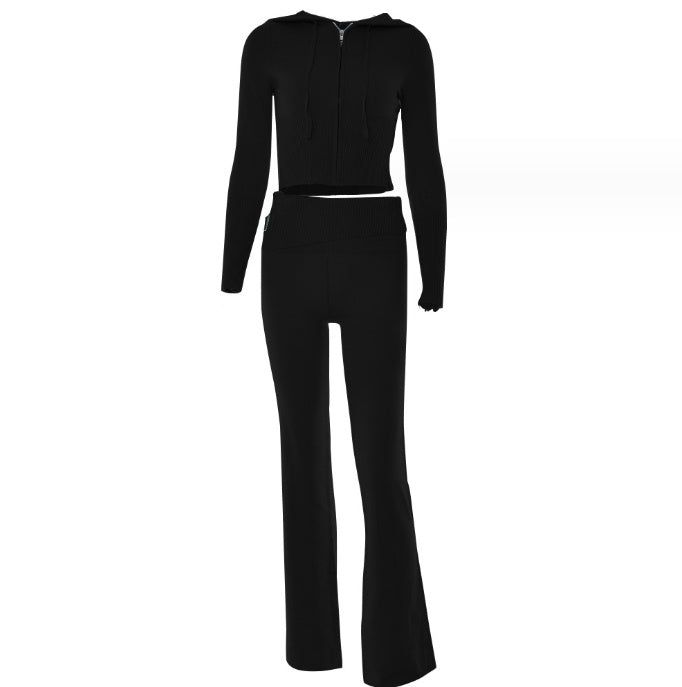 Andrea's™ | Kapuzenpullover mit langen Ärmeln und hoch taillierte lange Hose im Set