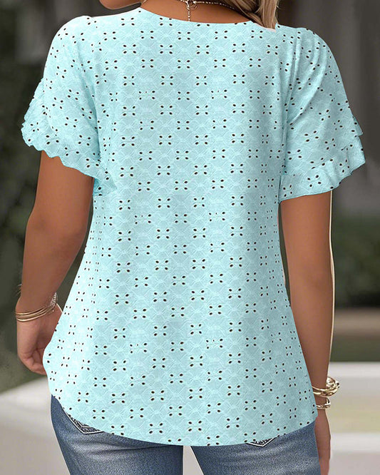 Andrea's™ | T-Shirt Mit Rüschen Kurzarm Ausgeschnitten