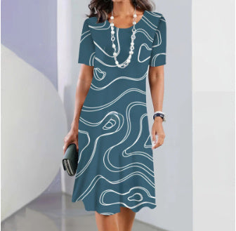 Andrea's™ | Elegantes A-Linien-Kleid mit fließendem Linienmuster