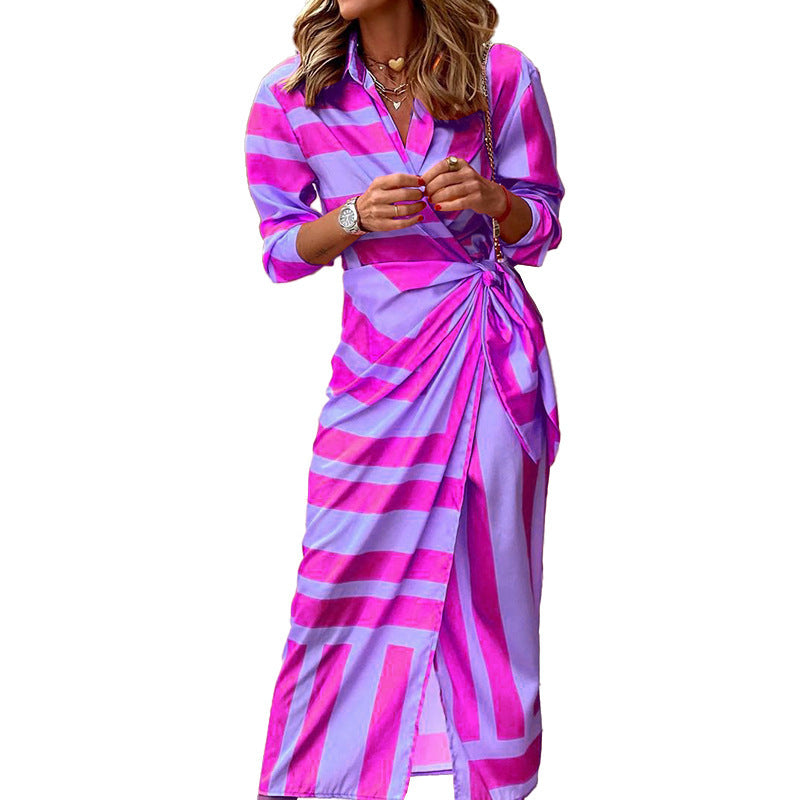 Andrea's™ | Wickel-Maxikleid im Polo-Stil mit lebendigen Farben